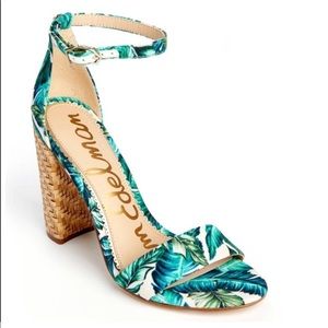 Sam Edelman Yaro Palm print open toe block heel sandal Size 5.5